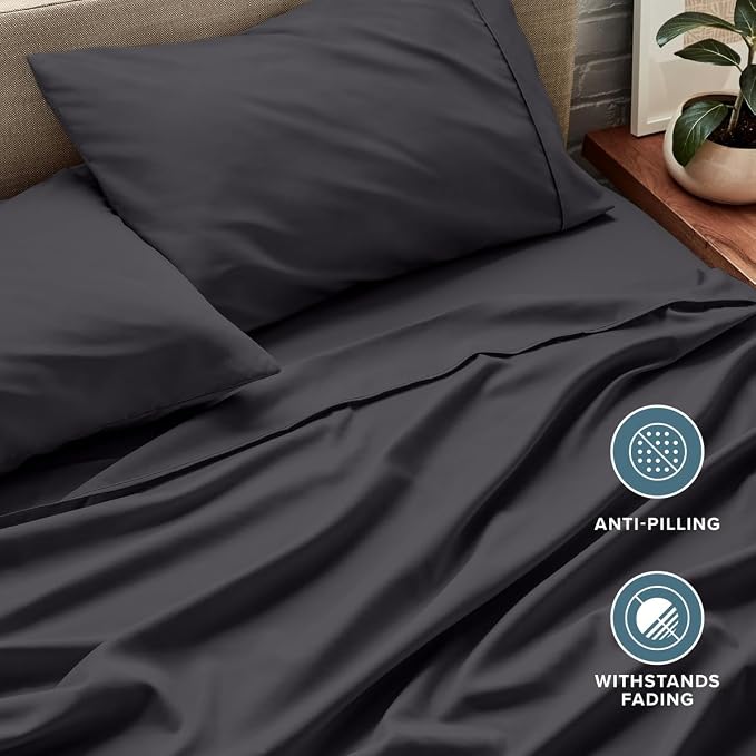 Bare Home Full XL Sheet Set - 1800 Ultra-Soft (Full XL, Forged Iron Grey) | Deep Pockets 6 to 15 Inches, Breathable, Hypoallergenic, Hotel Luxury, Easy Fit, Soft, All-Season