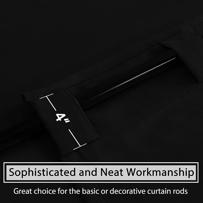 H.VERSAILTEX Blackout Curtains Thermal Insulated Window Treatment Panels Room Darkening Blackout Drapes for Living Room Back Tab/Rod Pocket Bedroom Draperies, 52 x 84 Inch, Black, 2 Panels