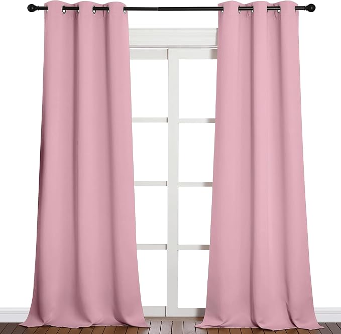 NICETOWN Patio Glass Door Blackout Curtains 1 Pair 42 x 90-in Crystal Pink | Privacy Panel Drapes for Bedroom/Living Room, Dining Room and Guest Room