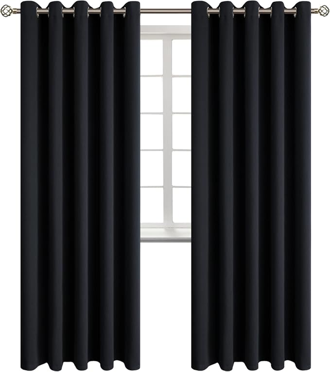 BGment Black Blackout Curtains for Living Room 84 Inch Long - 2 Panels | Grommet Top, Black Out, Room Darkening, Sunblock, Thermal Insulated, Window Drapes for Bedroom, 70x84 Inch