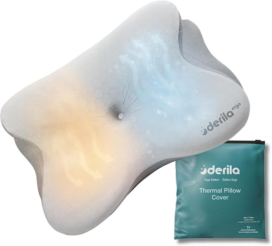 Derila Ergo Thermal Pillow Cover for Cervical Neck Pillow | Cooling Pillowcase for Memory Foam Pillow, Neck Support Pillow & Side Sleeper Pillow – Replacement Cover Pillow (Cover Only)