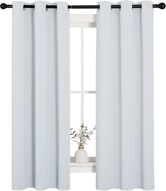 NICETOWN Greyish White Blackout Curtains for Bedroom 34" w x 63" L 2 Panels | Window Treatment Thermal Insulated Grommet Draperies Panels Drapes, Light Blocking Noise Reducing Room Darkening Decor