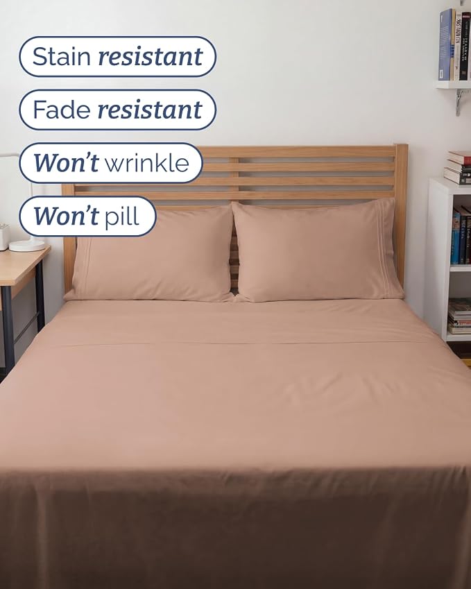 Full XL Sheets - 4 Piece Full XL Sheet Set - Breathable & Cooling - Mauve | Hotel Luxury Bedding for Women & Men with Deep Pockets, Ultra-Soft, Comfy, Easy-Fit, Wrinkle Free & Fade Resistant, Oeko-Tex