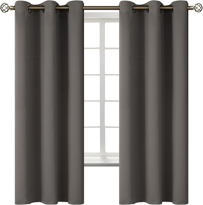 BGment Grey Blackout Curtains for Bedroom 63 Inch Long - 2 Panels | Grommet Top, Black Out, Room Darkening, Sunblock, Thermal Insulated, Window Drapes for Kids Boys Room, 38x63 Inch