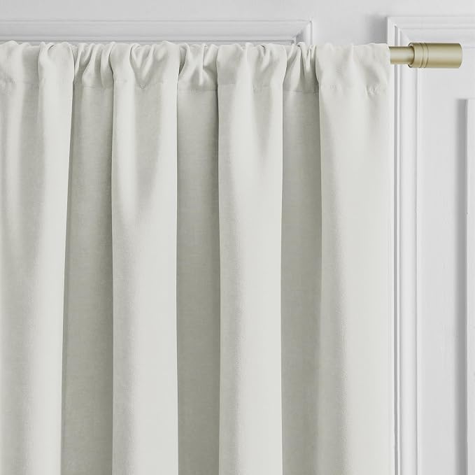 Joydeco Velvet Blackout Curtains Black Out Curtain 108 Inch Drapes | for Bedroom Living Room, Heat and Light Blocking, Thermal Insulated Luxury Heavy Duty Curtain 2 Panels Rod Pocket