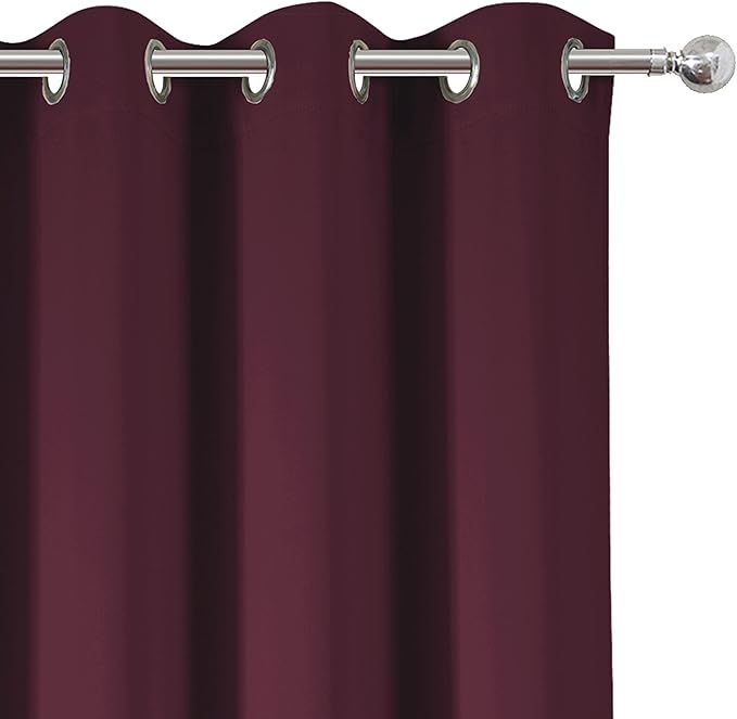 Burgundy Red Thermal Blackout Curtains/52 x 54 Inch/Set of 2 Panels Room Darkening Curtains for Bedroom