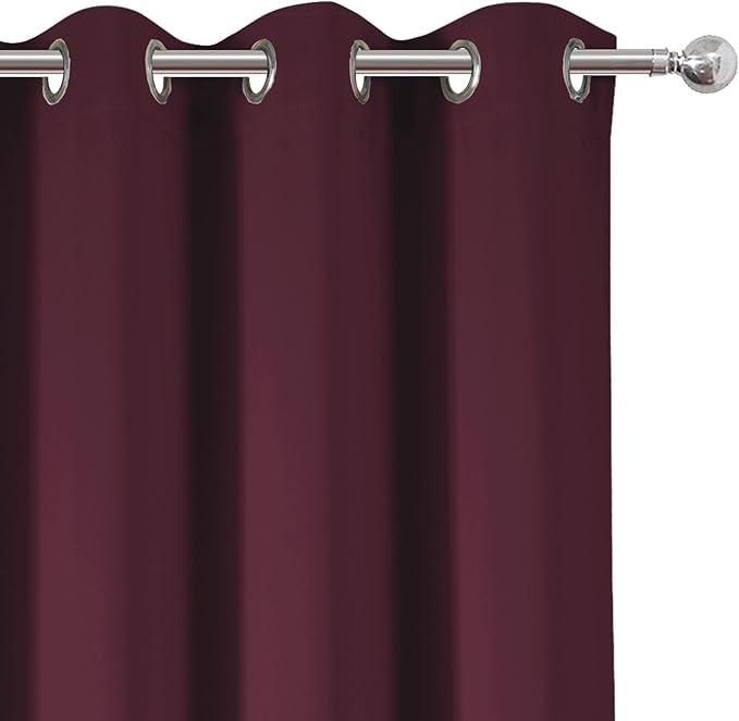 Burgundy Red Thermal Blackout Curtains/52 x 84 Inch/Set of 2 Panels Room Darkening Curtains for Bedroom