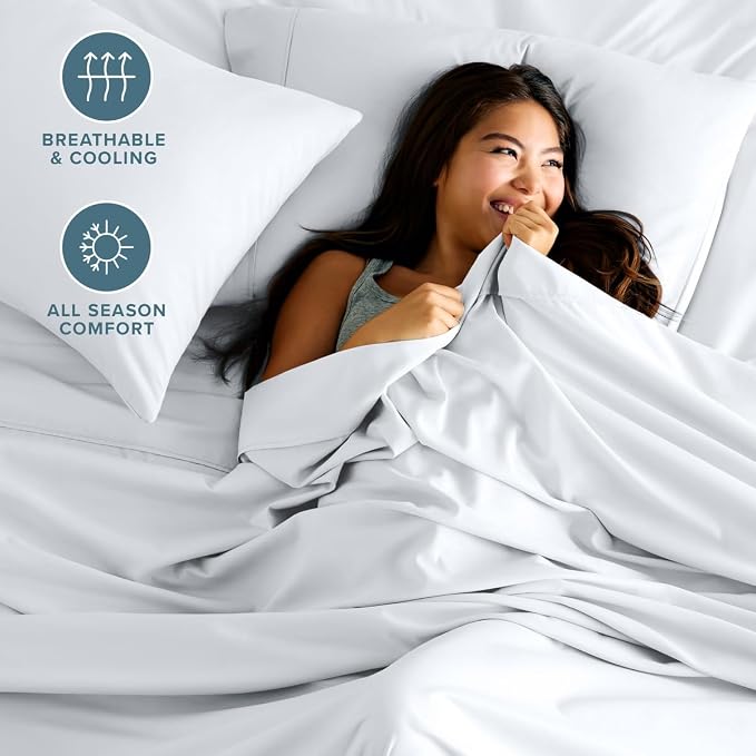 Bare Home Twin Sheet Set - 1800 Ultra-Soft (Twin, White) | Deep Pockets 6 to 15 Inches, Breathable, Hypoallergenic, Hotel Luxury, Easy Fit, Soft, All-Season