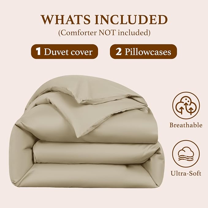 DEITAS 100% Cotton King Duvet Covers 3 Piece,1200 Thread Count，Linen | Luxury Egyptian Cotton Comforter Cover With Zipper Closure, Ultra Cooling Breathable, Hotel Bedding Duvet Covers