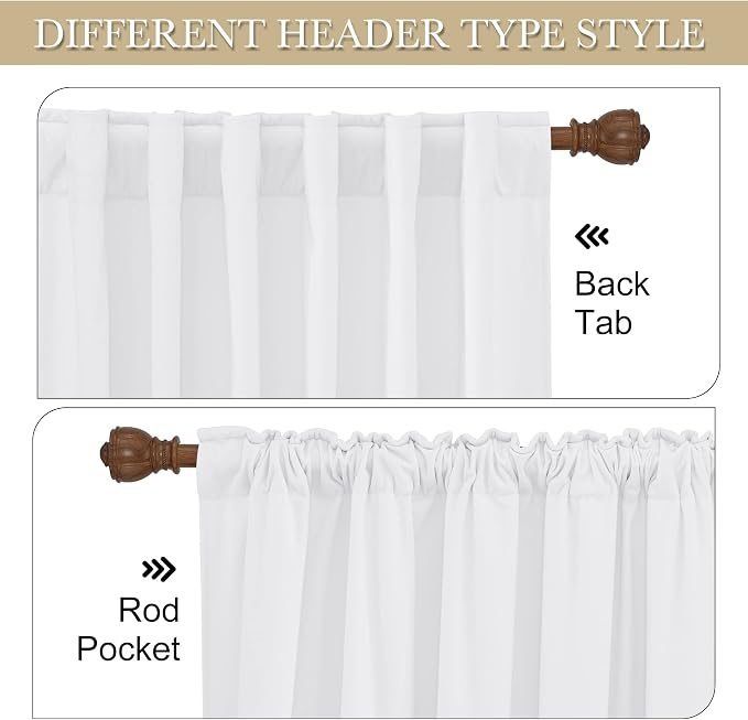 RYB Home White Velvet Curtains 96 inches Long for Bedroom - Luxury Light Reducing Vertical Back Tab Drapes Simple Home Decoration for Sliding Door Living Room, W52 x L96, 2 Pieces | Thermal Insulated,Privacy UV Block,OEKO-TEX Certified,Luxury Window De...