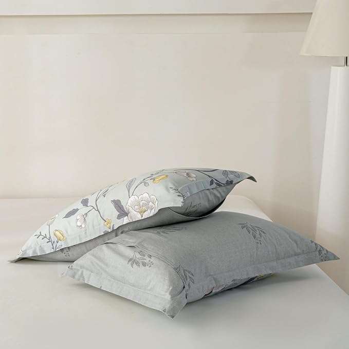 OAITE Twin Duvet Cover Set 3pcs 100% Cotton with Vintage Peony Floral | Soft, Breathable,Long-lasting,Comfort,Hidden Zipper,8 Corner Ties,Easy Care for All Season