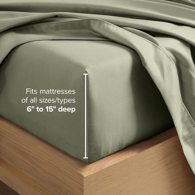 Bare Home Full Sheet Set - 1800 Ultra-Soft (Full, Sage) | Deep Pockets 6 to 15 Inches, Breathable, Hypoallergenic, Hotel Luxury, Easy Fit, Soft, All-Season