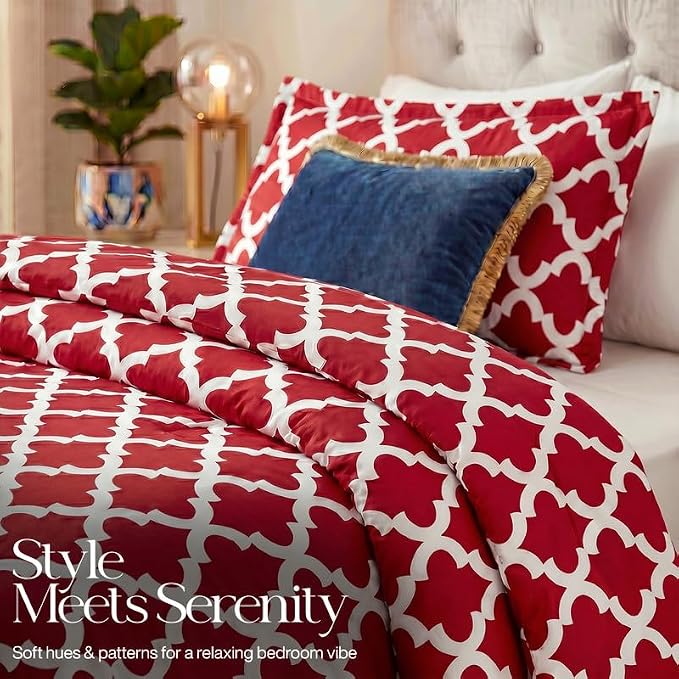 Utopia Bedding 2 Pc Twin Comforter Set, Printed Comforter, Red | Comforter Set Includes Comforter (64x88) Inches, 1 Sham (20x26) Inches. Soft Microfiber Down Alternative, Machine Washable.