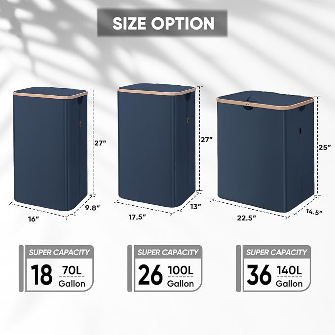 BALEINE 140L Laundry Hamper with Lid, Large Laundry Basket Bin | Large Capacity, Easy-Access Lid, Shape-Retaining Structure, Pull Handles, Ideal for Bedroom, Dorm, Laundry Room