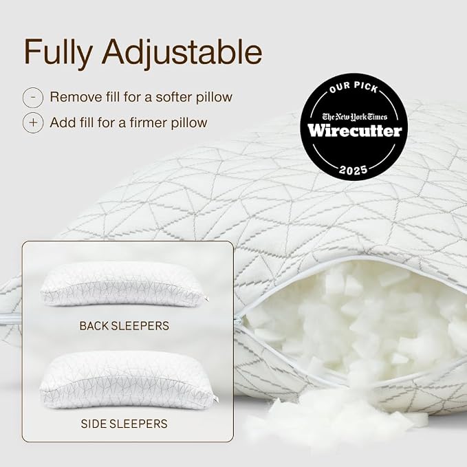 Coop Home Goods Original Crescent Adjustable Pillow, King Bed Pillows for Shoulder, Neck & Head Support, Crescent Foam Pillows - Medium Firm for Back & Side Sleeper, CertiPUR-US/GREENGUARD Gold