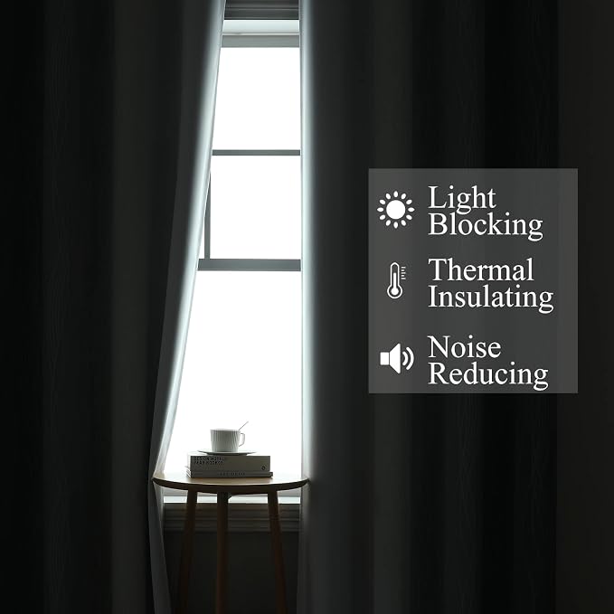 Grey and Greyish White Ombre Blackout Curtains for Living Room 90 Inch Long | Estelar Textiler Gray Light Blocking Bedroom Curtains,Room Darkening Thermal Insulated Grommet Window Drapes,52Wx90L,2 Panels