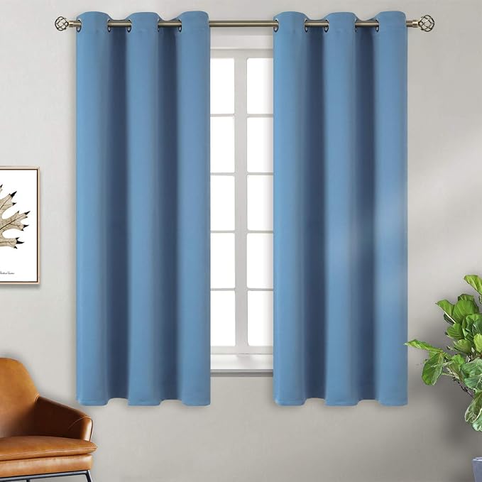 BGment Blackout Curtains for Bedroom - Grommet Thermal Insulated Room Darkening Curtains for Living Room, Set of 2 Panels (38 x 63 Inch, Faded Denim) | Grommet Top, Black Out, Room Darkening, Sunblock, Thermal Insulated, Window Drapes for Kids Boys Roo...