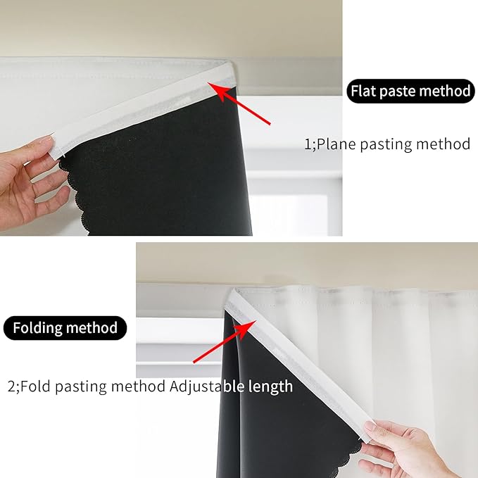 AJAZZ 100% Blackout Self Adhesive Curtains Small Window Short Temporary Black Out Curtains Easy to Install Used for Bedroom Kitchen Window Cover (White, 35" W x 54" L 1 Panel)