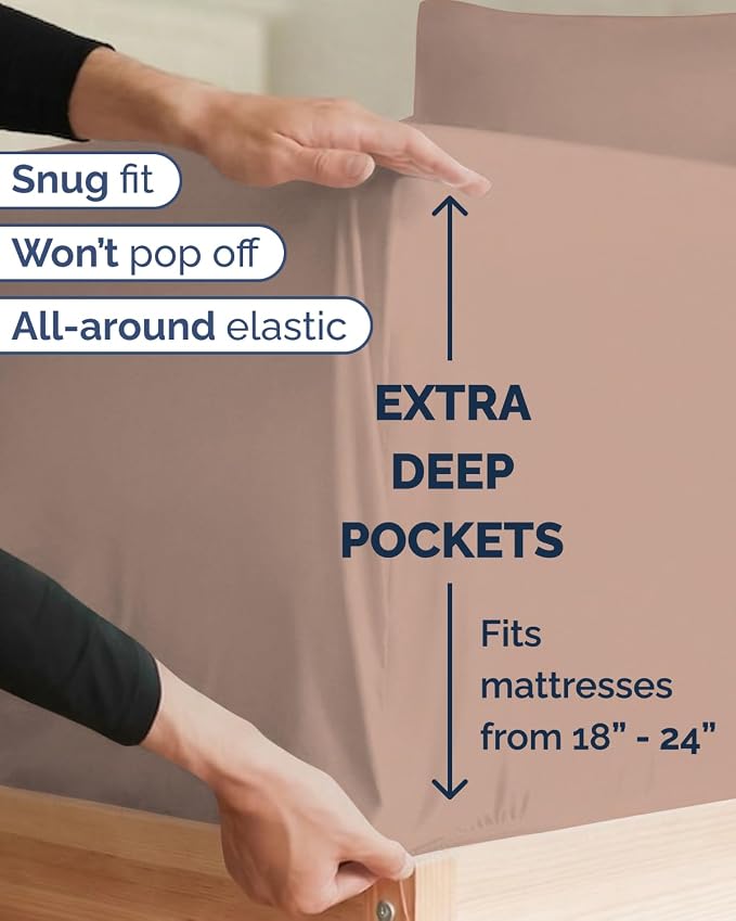 Extra Deep Twin XL Sheet Set - 4 Piece College Dorm Room - Mauve | College Dorm Room Essentials, Easy & Secure Fit, Ultra-Soft, Wrinkle & Fade Free, Comfy Sheets Set with Extra Deep Pockets