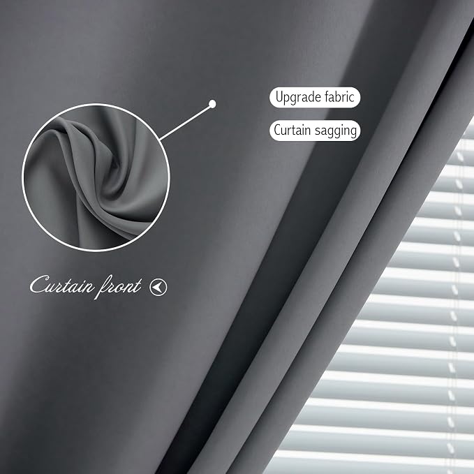 Stick On Blackout Curtains No Drill Required Self Adhesive Window Coverings for Bedroom Living Room Kitchen 70" W x 59" L Grey 1 Panel