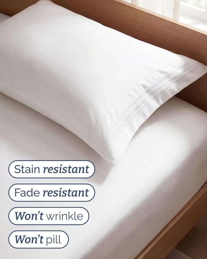 Twin Size 3 Piece Sheet Set - Breathable & Cooling Sheets - Antique White | Hotel Luxury Bed Sheets for Women & Men, Deep Pockets, Easy-Fit, Extra Soft and Wrinkle Free Sheets, Oeko-Tex Bed Sheet Set