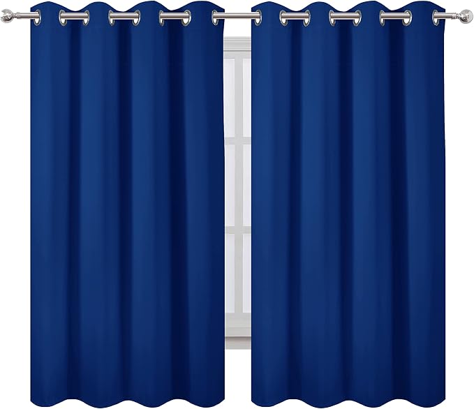 Blackout Curtains 52 x 63 inch/Royal Blue Curtains Set of 2 Panels/Thermal Insulated Room Darkening Bedroom Curtains