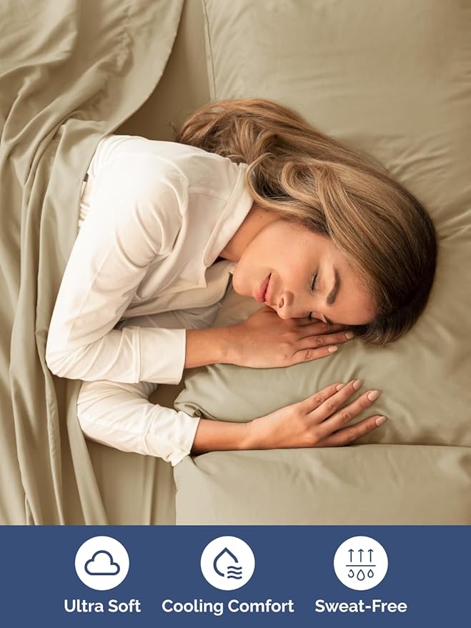 Extra Deep King Sheet Set - 6 Piece Breathable and Cooling Sheets - Beige | Hotel Luxury Bed Sheets Set, Easy & Secure Fit, Ultra-Soft, Wrinkle & Fade Free, Comfy Sheets Set with Extra Deep Pockets