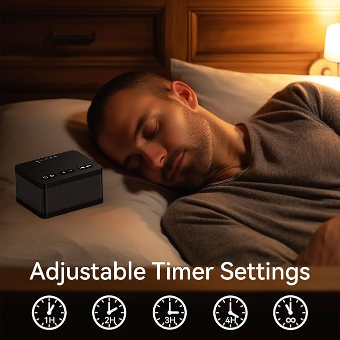 Sound Machine White Noise Machine with 30 Natural Soothing Sounds 32 Levels Volume 5 Timers Memory Function Effectively Blocks Noise Ideal Sleep Machine Brown Noise for Baby Kids Adults Home (Black)