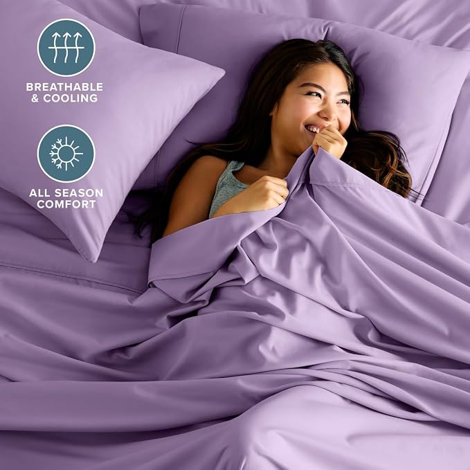 Bare Home Twin Sheet Set - 1800 Ultra-Soft (Twin, Lavender) | Deep Pockets 6 to 15 Inches, Breathable, Hypoallergenic, Hotel Luxury, Easy Fit, Soft, All-Season
