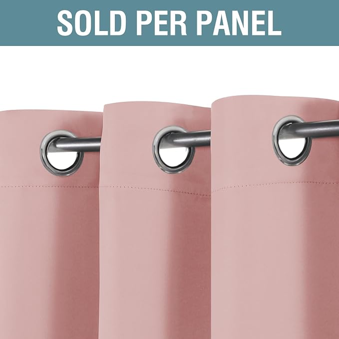 H.VERSAILTEX Pink Blackout Curtain for Living Room Thermal Insulated Window Treatment Curtain 90 inch Length Energy Saving Solid Grommet Top Blackout Drape, One Panel, Baby Pink, 52" W x 90" L