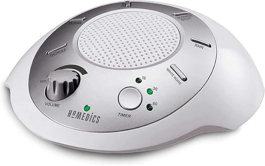 Homedics SoundSleep White Noise Sound Machine, Silver | Small Travel Size with 6 Relaxing Nature Sounds, Portable Therapy for Home, Office, Nursery, Auto-Off Timer