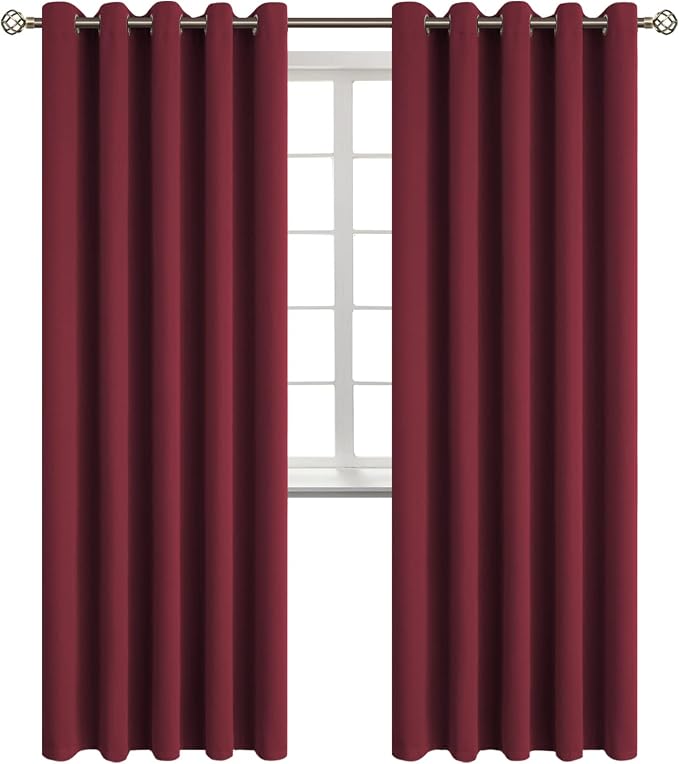 BGment Burgundy Blackout Curtains for Living Room 84 Inch Long - 2 Panels | Grommet Top, Black Out, Room Darkening, Sunblock, Thermal Insulated, Window Drapes for Bedroom, 70x84 Inch
