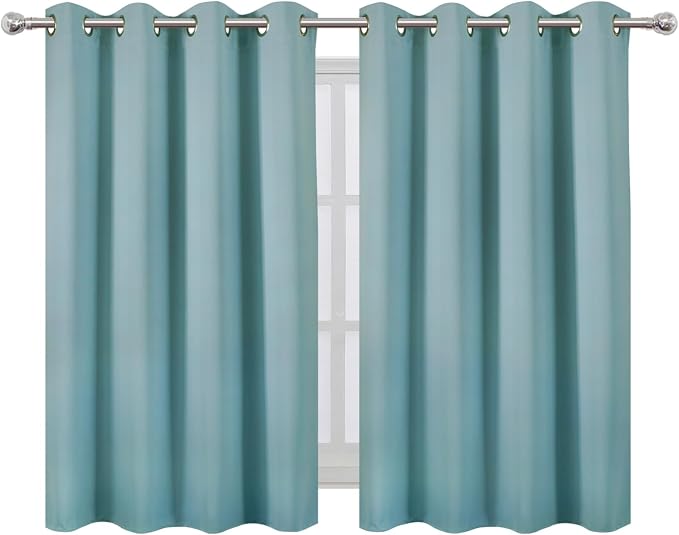Stone Blue Thermal Blackout Curtains/52 x 45 Inch/Set of 2 Panels Room Darkening Curtains