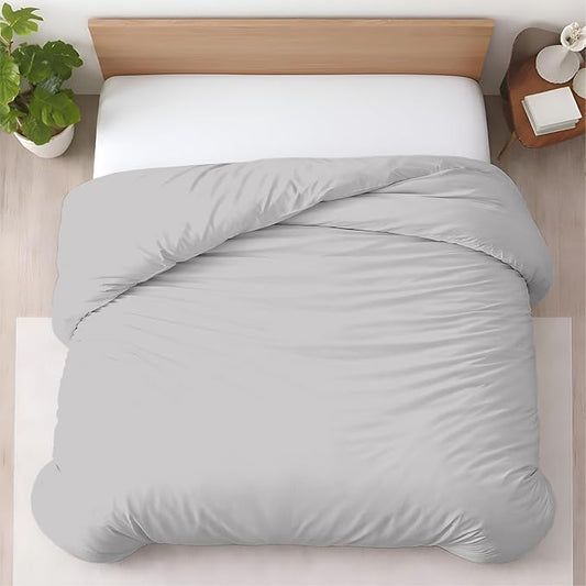 1 Pc California King Duvet Cover Only-100% Egyptian Cotton 600 Thread Count Ultra Soft Premium Durable Comforter Cover Zipper Closure & Corner Ties- (Silver, 104" X 98")