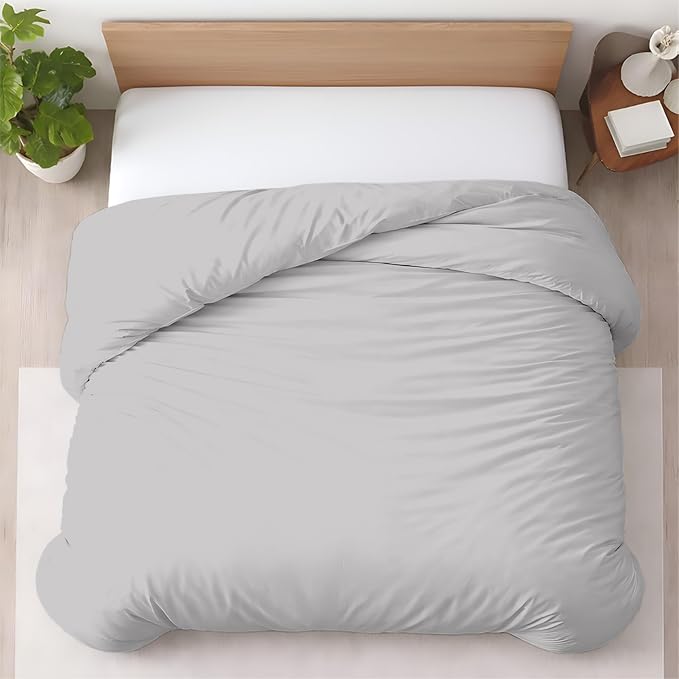1 Pc 120" x 98" Duvet Cover Oversized King 100% Egyptian Cotton - 600 Thread Count Comforter Cover, Zipper Closure & Corner Ties - Fits Large King Inserts - Silver
