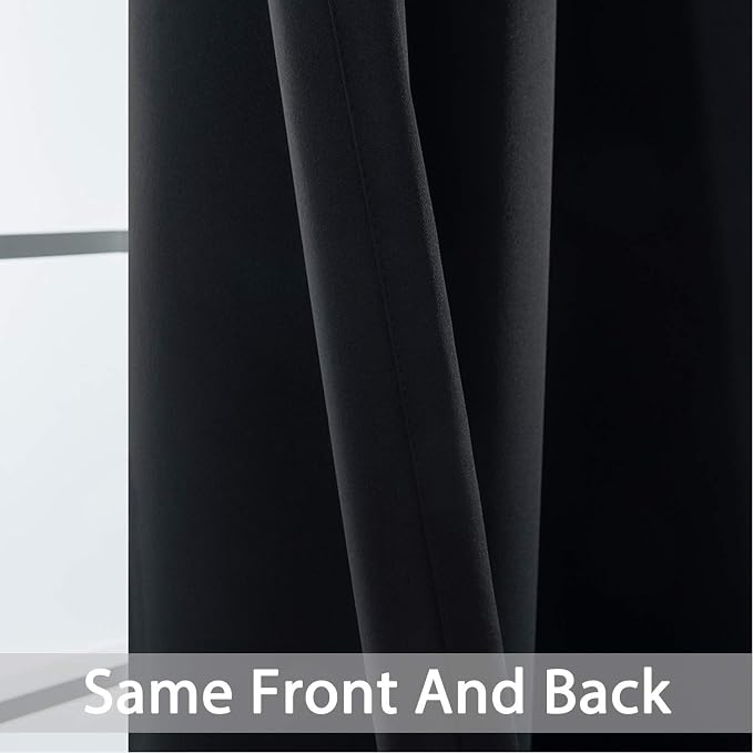 Yakamok Black Room Darkening Curtains 96 inch Sliding Door Drapes | 1 Extra-wide Panel,W100xL96,Soft Triple-weave,Grommet,Blackout Thermal Insulated Drapes,Privacy,Light Reduction,Patio doors