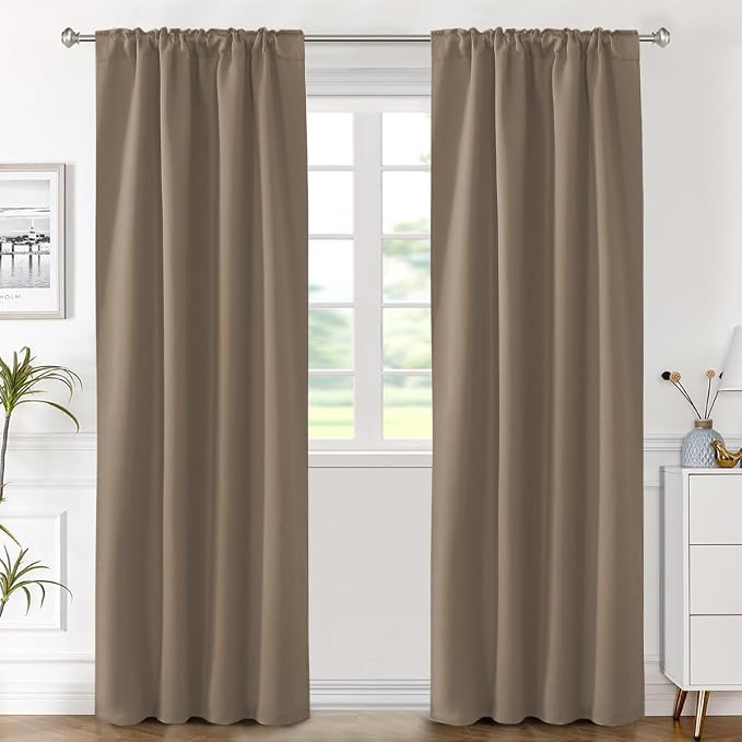 H.VERSAILTEX Blackout Curtains Thermal Insulated Window Treatment Panels Room Darkening Blackout Drapes for Living Room Back Tab/Rod Pocket Bedroom Draperies (2 Panels, Macchiato, 42 x 84 Inch)