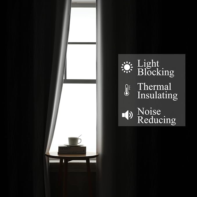 Black and Greyish White Ombre Blackout Curtains for Bedroom 52x63 Inch Long | Estelar Textiler Light Blocking Living Room Curtains, Room Darkening, Thermal Insulated Grommet Drapes for Kids Room,2 Panels