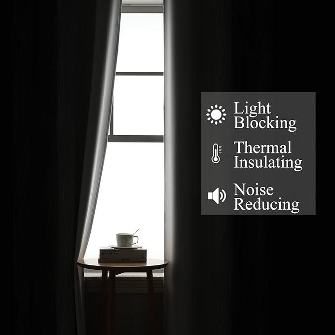 Black and Greyish White Ombre Blackout Curtains for Bedroom 52x72 Inch Long | Estelar Textiler Light Blocking Living Room Curtains, Room Darkening, Thermal Insulated Energy Saving Grommet Drapes,2 Panels