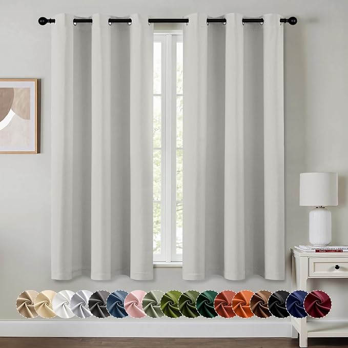 MIULEE Blackout Curtains for Bedroom 2 Panels 40x54 Inch Long Natural White | Thermal Insulated, Living Room Darkening Grommet Drapes, Noise Reducing, Light Blocking Window Treatments