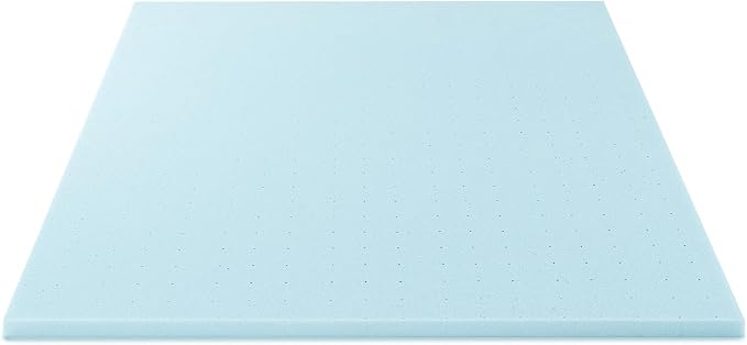 Best Price Mattress 1.5 Inch Ventilated Memory Foam Mattress Topper, Cooling Gel Infusion, CertiPUR-US Certified, Twin, Dorm Essentials, Blue