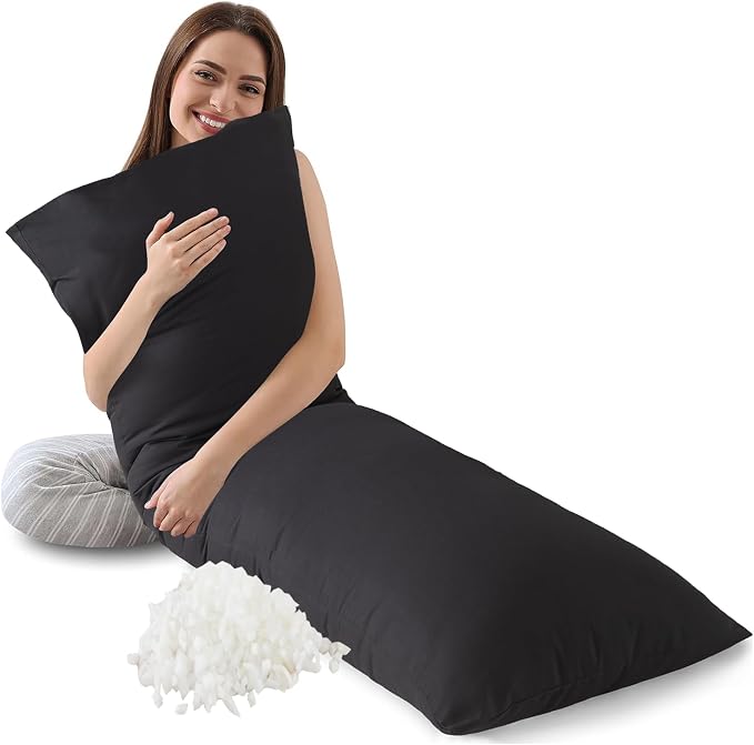 Memory Foam Body Pillow Insert,Bed Pillow for Adults, Black | Breathable,skin-friendly,Suitable for side sleepers,multiple application