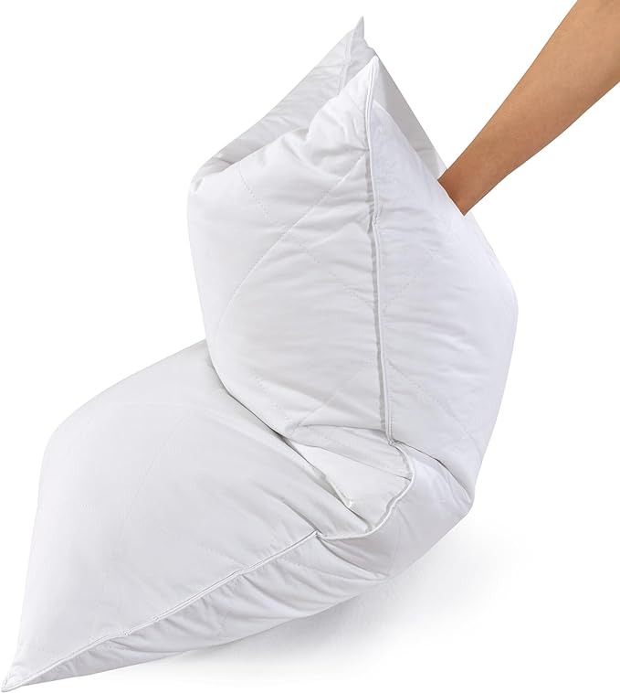 Three Geese White Goose Feather Cotton Pillows Standard Size Set of 1- Soft 600 Thread Count 100% Cotton, Medium Firm,Soft Support Surround Fill Cotton (Standard Size:Pack of 1)