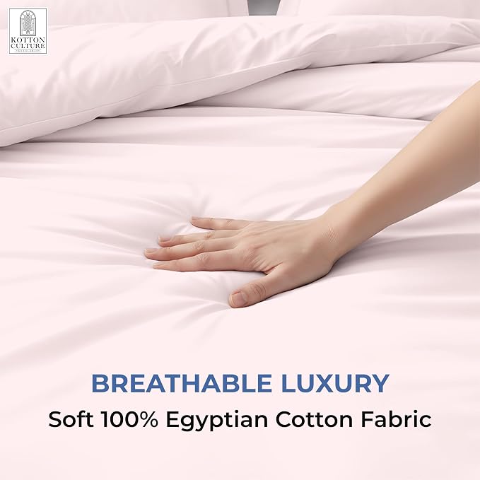 3 Pc 120" x 98" Duvet Cover Set Oversized King 100% Egyptian Cotton - 600 Thread Count Comforter Cover, Zipper Closure & Corner Ties - Fits Large King Inserts - Pink Blush