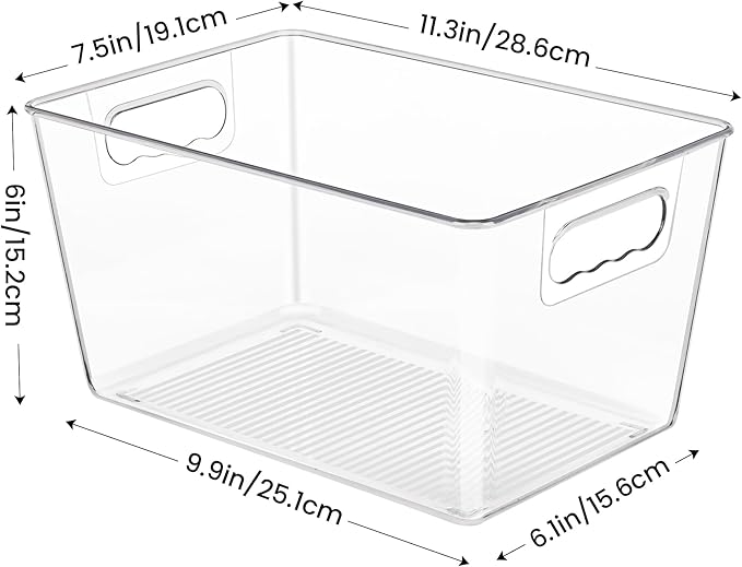 YIHONG 16 Pack Clear Pantry Organizer Bins,Plastic Storage Containers with Handle for Kitchen,Freezer,Cabinet,Closet,Bathroom Under Sink Organization