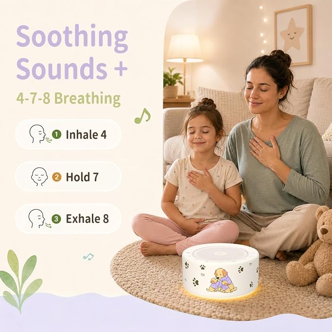 Kipcush White Noise Machine for Baby & Adults, Sleep Sound Machine with 30 Soothing Sounds, 8-Color Night Light, Memory Function, White Noise for Sleeping, Nursery, Office, Travel, Relaxation