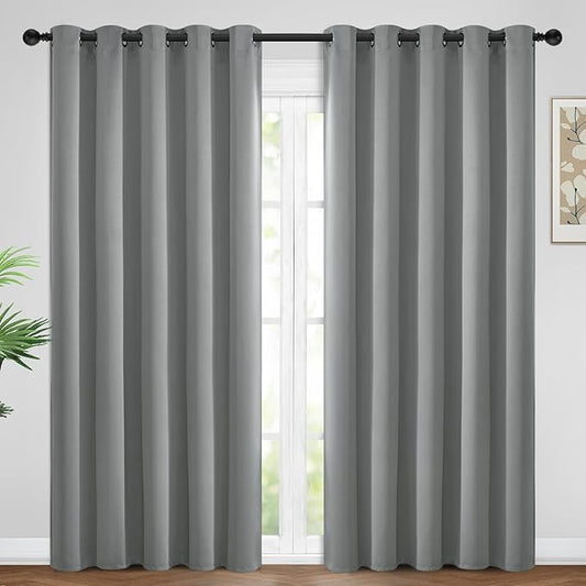 Yakamok Room Darkening Curtains 62x96 inch Length Dove Grey-Living Room | 2 panels,grommet blackout window treatment,thermal insulated,light blocking drapes,privacy protection,bedroom dining room
