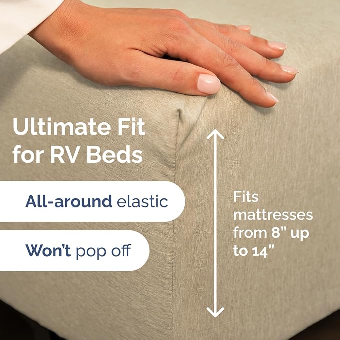 Short Queen Size 4 Piece Bed Sheet Set - RV Short Queen - Heathered Beige | Ultra-Soft, Breathable & Cooling Bed Sheets Set with Deep Pockets, Hotel Luxury Bedding for Women & Men, Wrinkle & Fade Free