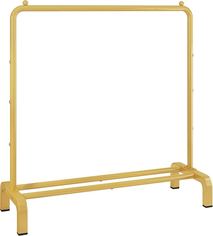 JIUYOTREE Metal 43.3 Inches Garment Rack with Bottom Shelf Clothing Rack for Hanging Clothes Coats Skirts Shirts Sweaters Gold (Pack of 2)