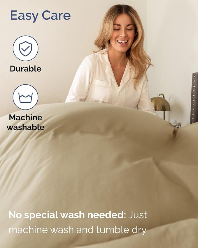 Flex Top Split Head King Sheet Set - 4 Piece Extra Deep Sheets - Beige | Easily Fits 18 to 24 inch Mattress, Ultra Soft, Wrinkle & Fade Free with Extra Deep Pockets, Comfy Hotel Luxury Bedding